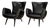 Pair of Armchairs in & Faux Black Leather, Unknown, 1950s For Sale