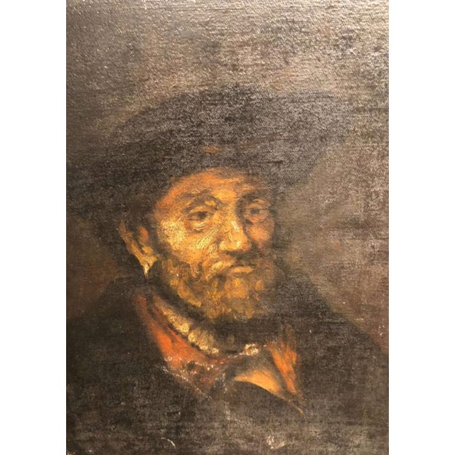 Expressive Tronie of a Bearded Man in a Hat, Oil on Wooden Panel, Late 20th Century For Sale - Image 7 of 9