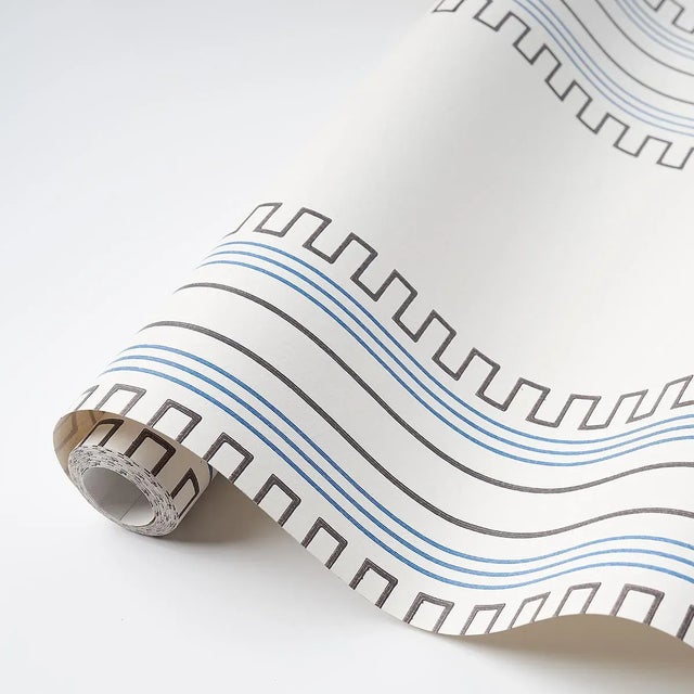 Schumacher Sample - Schumacher X Mary McDonald Greco Stripe Wallpaper in Ivory For Sale - Image 4 of 5