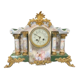 Late 19th Century Antique French Hand Painted Mantle Clock