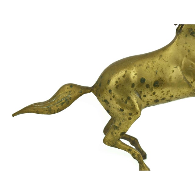 Metal Mid 20th Century Solid Brass Running Stallion Horse Ranch Equestrian Sculpture For Sale - Image 7 of 7