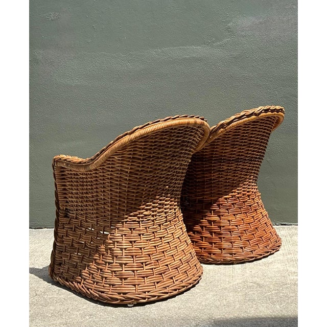 Vintage Braided Rattan Armchairs - A Pair For Sale - Image 10 of 17