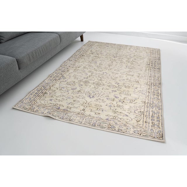 Faded Floral Vintage Turkish Rug, Golden Earth Tone Carpet, Quiet Luxury Living Room Decor