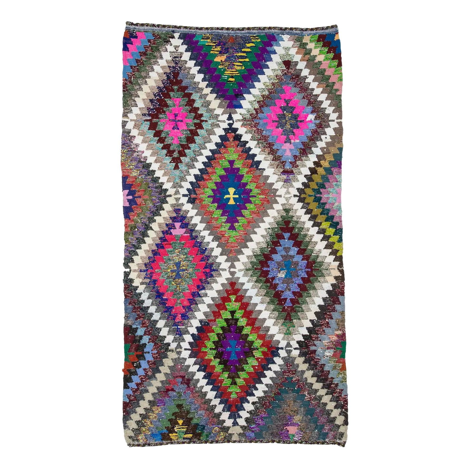 Vintage Turkish Colorful Kilim Rug - 5′2″ × 9′10″ | Chairish
