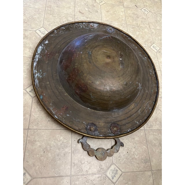 Turkish Vintage Large Brass Turkish Bowl With Stand For Sale - Image 3 of 8