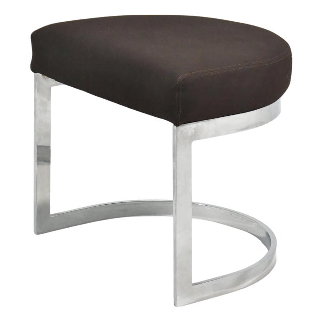 Upholstered Stool with Chrome Base For Sale
