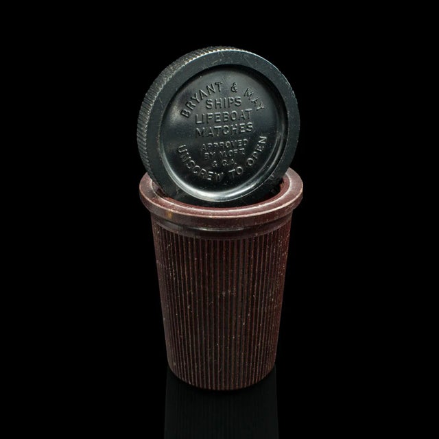 Brown 1930's Vintage Bakelite Bryant & May Match Pot For Sale - Image 8 of 9