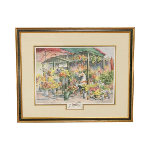 Sandra Giangiulio 'Le Marchand des Fleurs' Watercolor Lithograph Print For Sale - Image 13 of 13