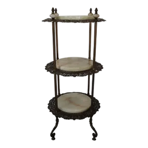 Brass & Onyx Victorian Tiered Stand