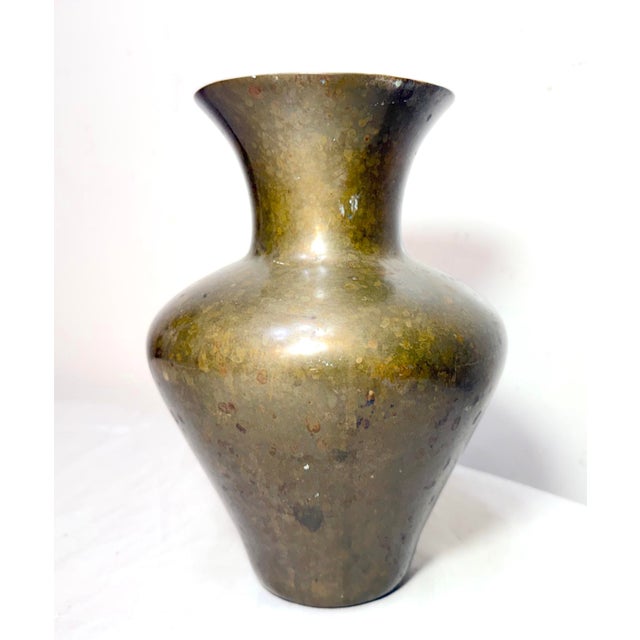 Up for sale is a very heavy antique handmade Arts and Crafts forged thick brass vase. It is crafted with care and...