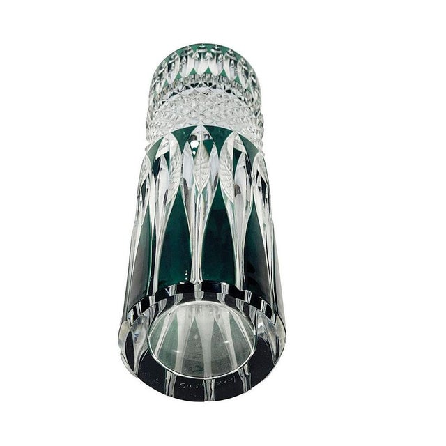 Small Green Cut-to Clear Crystal Vase from Val Saint-Lambert For Sale - Image 3 of 6