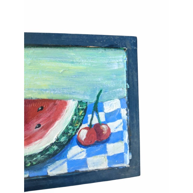 Original Folk Art Watermelon Painting Framed For Sale In Charlotte - Image 6 of 10