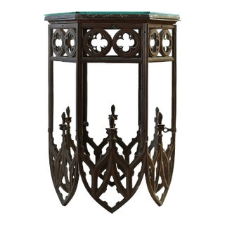 Mid 20th Century Vintage Gothic Style Hexagon Side Table For Sale