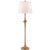 Chapman & Myers for Visual Comfort Signature Bates Large Sculpted Floor Lamp in Gilded Iron with Linen Shade For Sale