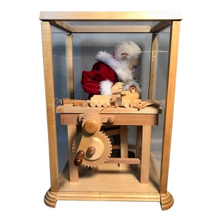 Vintage Santa Claus Mechanical at His Workbench All Hand Carved in Display Box Signed 84/426 For Sale