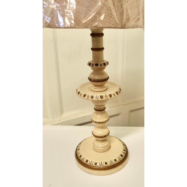 1960s Folk Art Carved and Painted Table Lamp, 1960s For Sale - Image 5 of 8