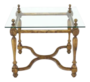 Vintage Mid Century Figural Base Glass Top Side End Table
