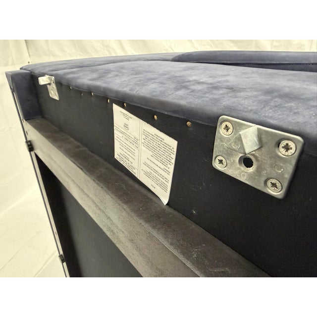 Three Piece "Piaf" Sectional Sofa Made in Italy by Baxter, Dark Blue Leather For Sale - Image 16 of 18