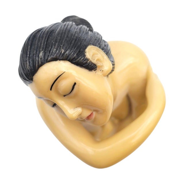 Plastic Pair of Vintage Japanese Bathing Beauty Female Nude Figurine Sculptures, Figurative Mid-Century Art Objects For Sale - Image 7 of 18