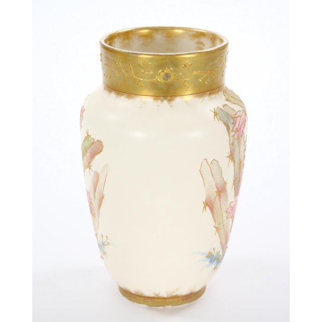 Traditional Antique Hand Painted & Gilt Decorated German Porcelain Decorative Vase For Sale - Image 3 of 8