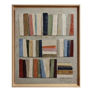 “Retour À La Lecture,” Contemporary Abstract Library Oil Painting Framed by Sophie Dumont For Sale