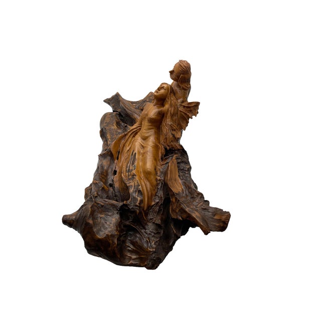 Wood Large Carved Mahogany Sculpture of Two Reclining Women, Circa 1970s For Sale - Image 7 of 18