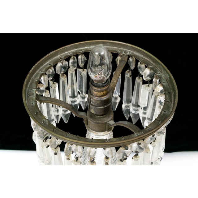 Late 19th Century Antique American Brilliant Period Cut Glass Mushroom Lamp With Crystal Prisms For Sale - Image 5 of 9