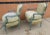 Early 20th Century Pair French Provincial Green Painted and Upholstered Low Fauteuils / Bergeres For Sale - Image 5 of 10
