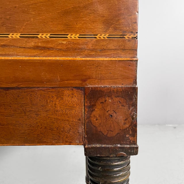 Italian Desk in Wood with Drawers and Brass Handles, Late 1800s For Sale - Image 14 of 18