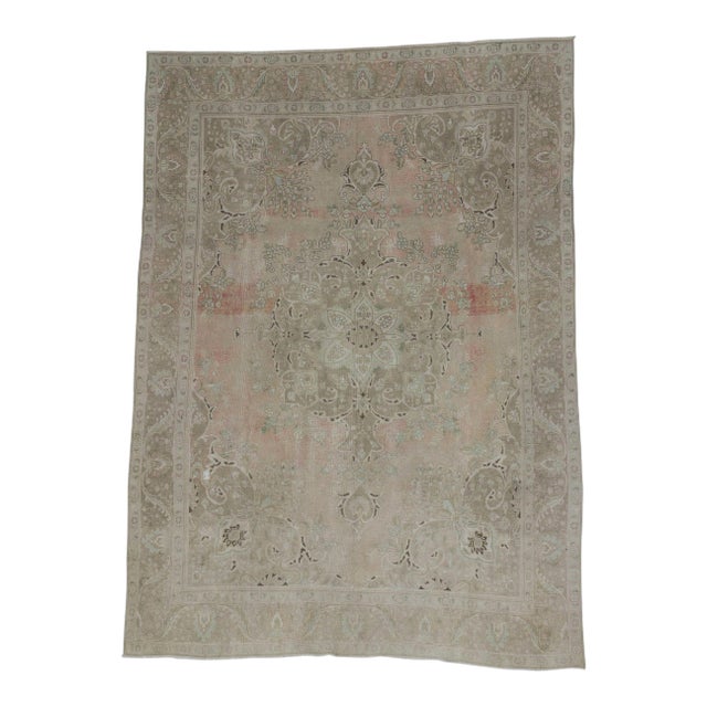 Persian Washed Out Tabriz Rug- 9′1″ × 12′6″ For Sale