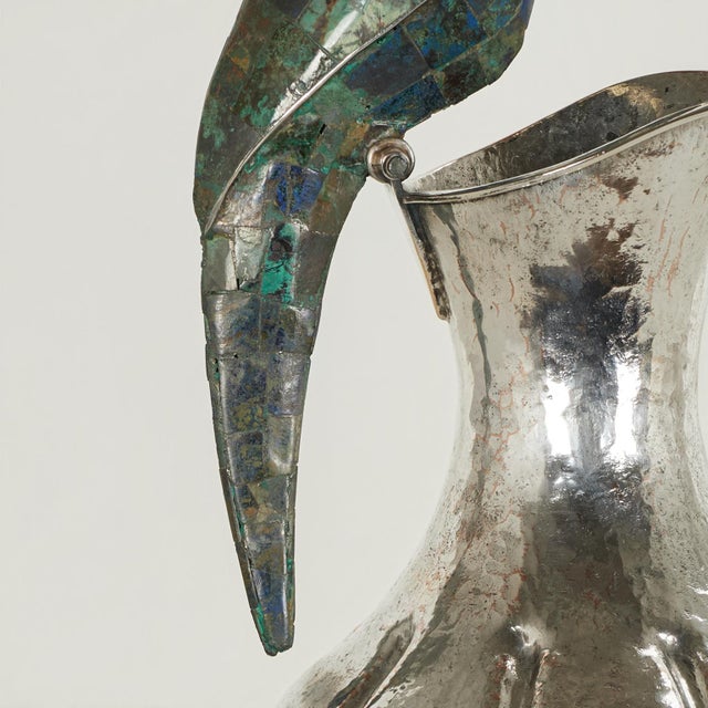Los Castillo Vintage Los Castillo Silver Plate Pitcher With Parrot For Sale - Image 4 of 11