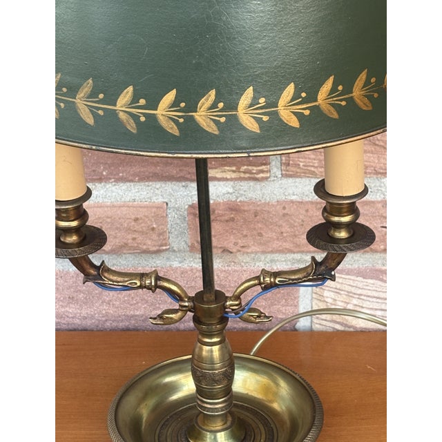 Antique French Bouilette Brass Metal Shade Table Lamp, 1930s For Sale - Image 3 of 14