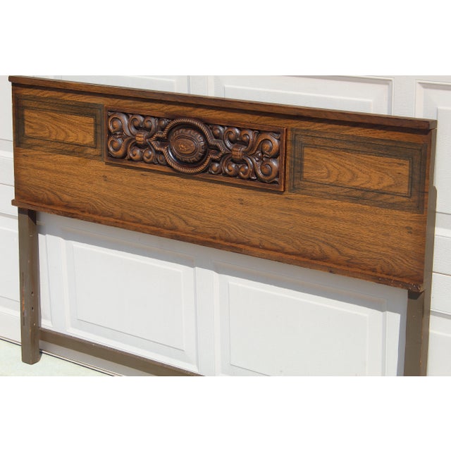 Victorian Victorian-Style Carved Wood Twin Headboard For Sale - Image 3 of 12