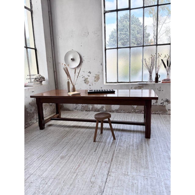 Brown Vintage Farmhouse Table in Walnut, 1950s For Sale - Image 8 of 18