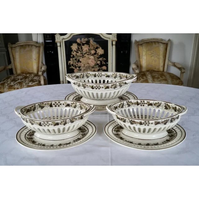 Copeland Spode Creamware Baskets with Underplate, 1800s, Set of 3 For Sale - Image 12 of 13