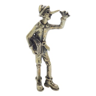 Vintage Italian Handmade 800 Silver Pinocchio Going to School Figurine, Arezzo, 1980s For Sale
