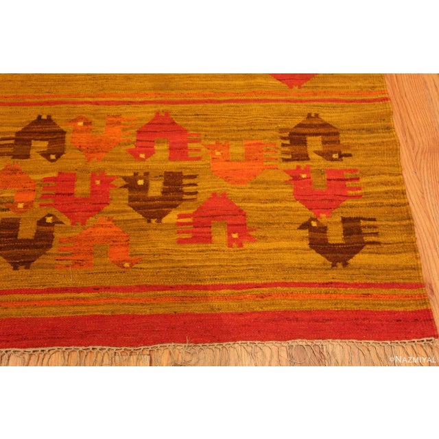 Nazmiyal Collection Vintage Flat Woven Scandinavian Chicken Motif Kilim Rug For Sale In New York - Image 6 of 9