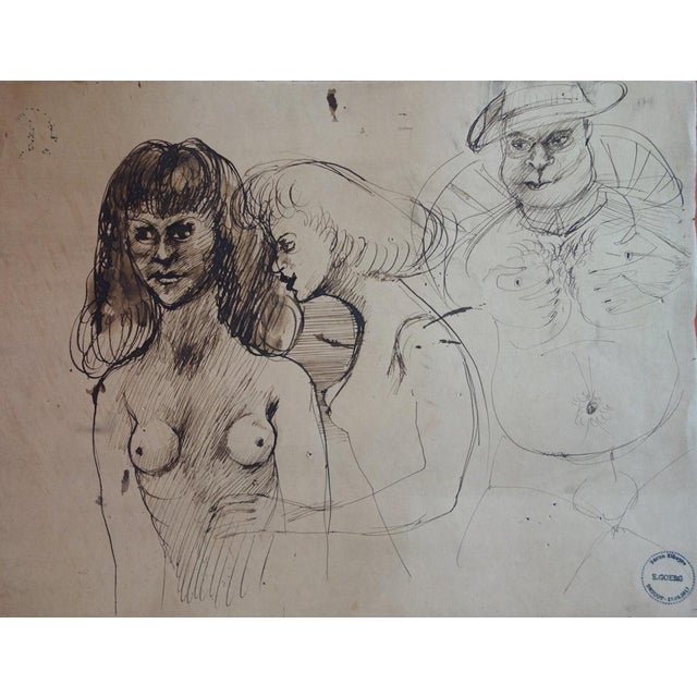 Edouard Goerg, Nude Brothel Scene, Ink Drawing For Sale - Image 8 of 8