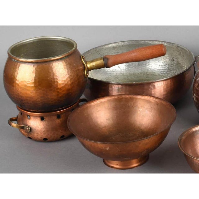 Vintage Art Deco Copper Tea and Coffee Set by Eugen Zint, 1950s, Set of 9 For Sale - Image 3 of 6