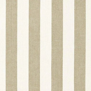 Schumacher Augustin Linen Stripe Fabric in Linen / Ivory For Sale