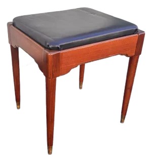 1960s Vinyl and Walnut Vanity Stool