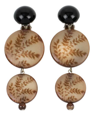 Angela Caputi Black and Brown Floral Clip Earrings - 2 Pieces