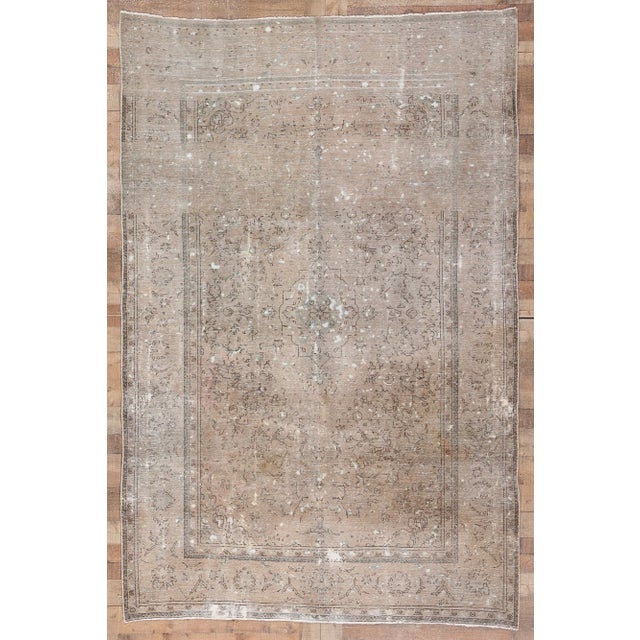 Mid 20th Century Distressed Vintage Persian Rug, 6'4 X 9'7 For Sale - Image 9 of 10