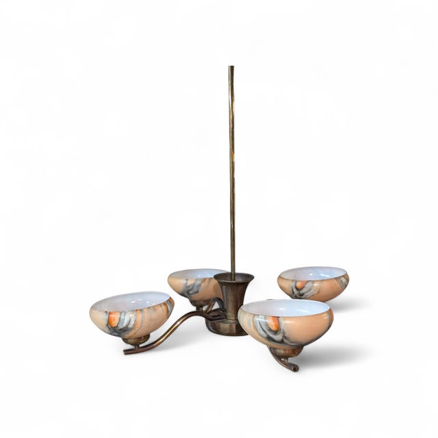 Brown 4-Arm Pendant Light by Paavo Tynell for Oy Taito, 1940s For Sale - Image 8 of 18