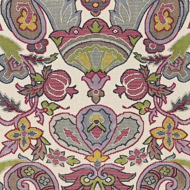 Contemporary Sample- Schumacher Mataura Linen Print Fabric in Tapestry For Sale - Image 3 of 3
