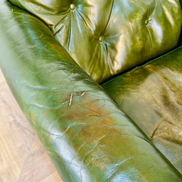 19th Century English Green Leather Club Chair For Sale - Image 17 of 18