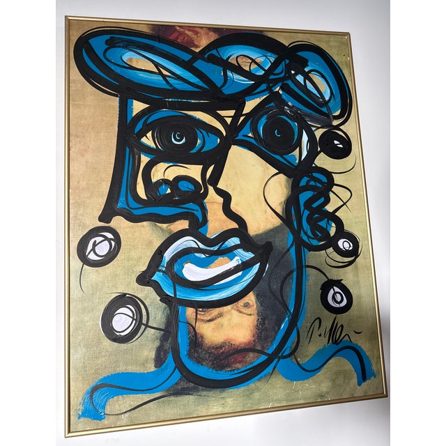 1970s 1970s Peter Keil “Blue Pablo Picasso” Cubist Painting For Sale - Image 5 of 6