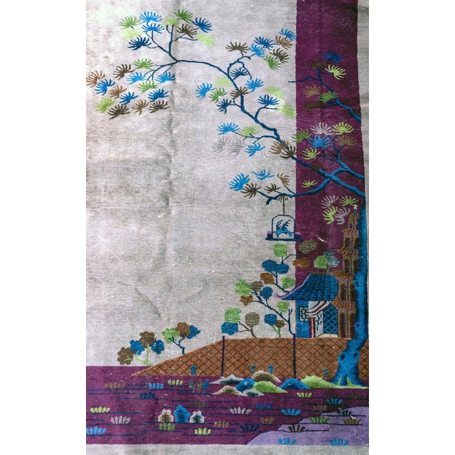 A Sensational Antique 10'x14' Purple Ground Art Deco Chinese Rug Circa 1920 For Sale In Los Angeles - Image 6 of 6