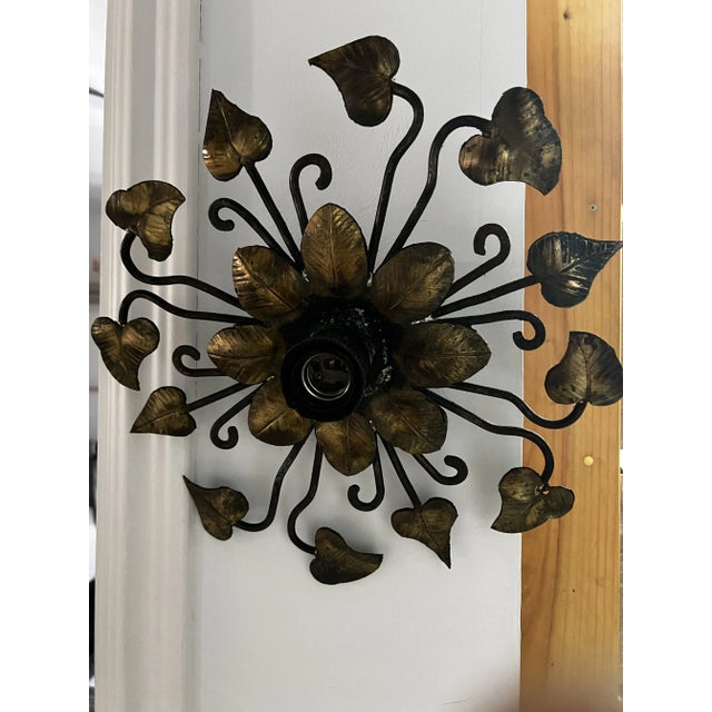 Wall Lamp in Wrought Iron with Floral Motif, 1950s For Sale - Image 4 of 6