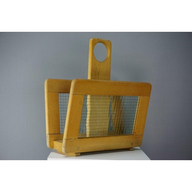 Wood Vintage Oak and Glass Magazine Rack, 1960s For Sale - Image 7 of 10